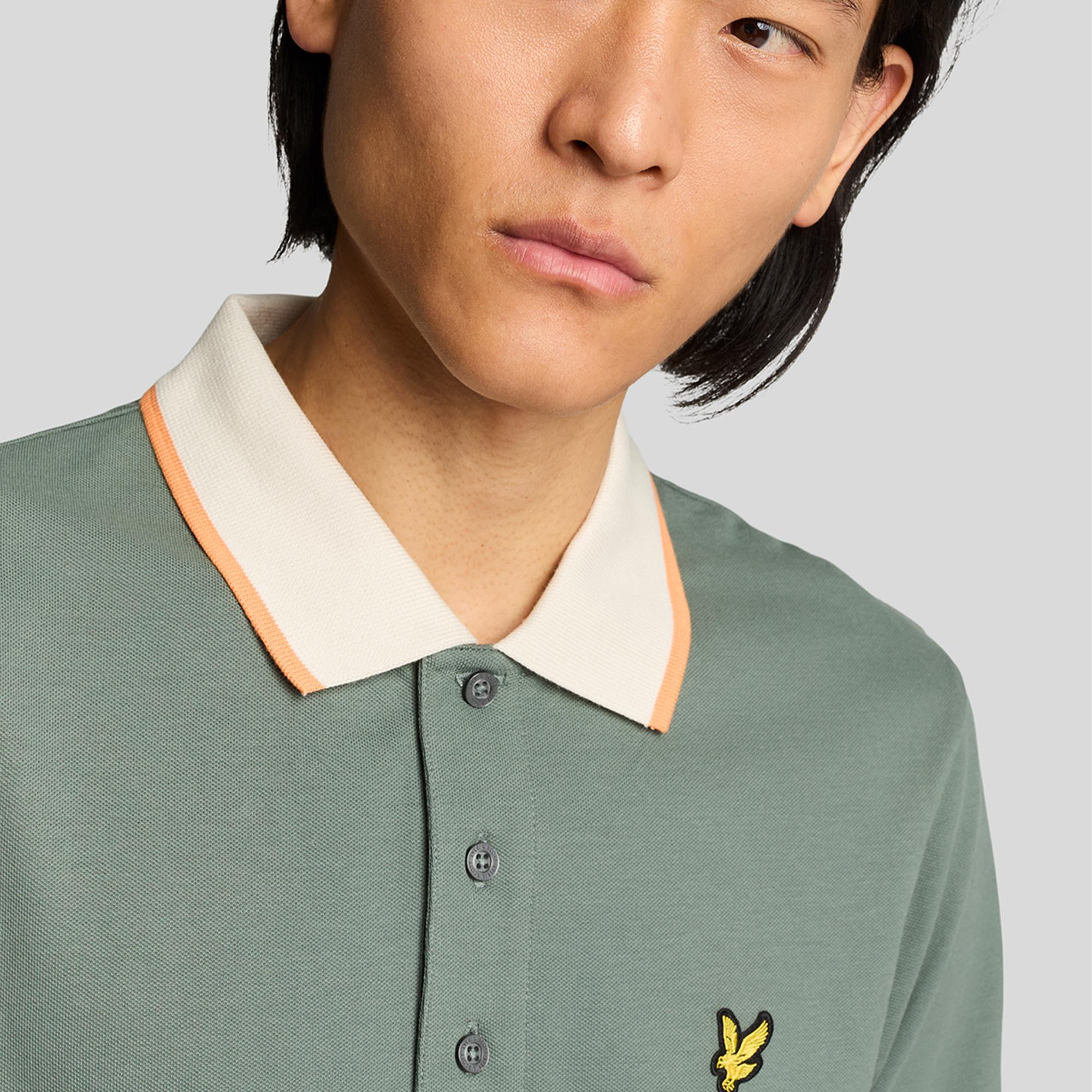 Lyle & Scott Half Tipped Mens Polo Shirt Green Mecurial
